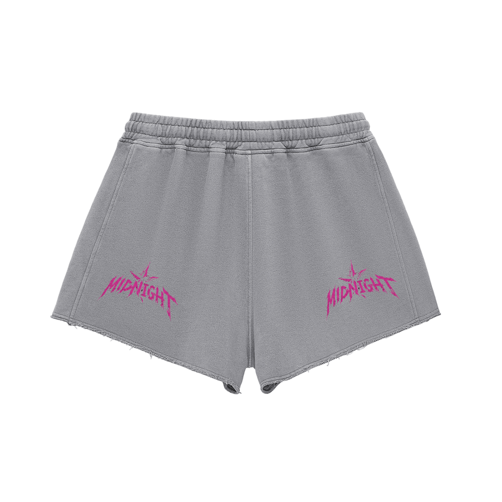Snow Washed Raw Edge Drawstring Shorts