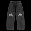 Snow Wash Drawstring Cotton Pants