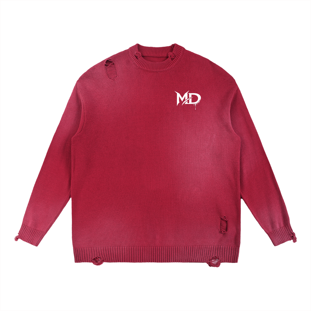 Sun Fade Distressed Ripped Crewneck sweater