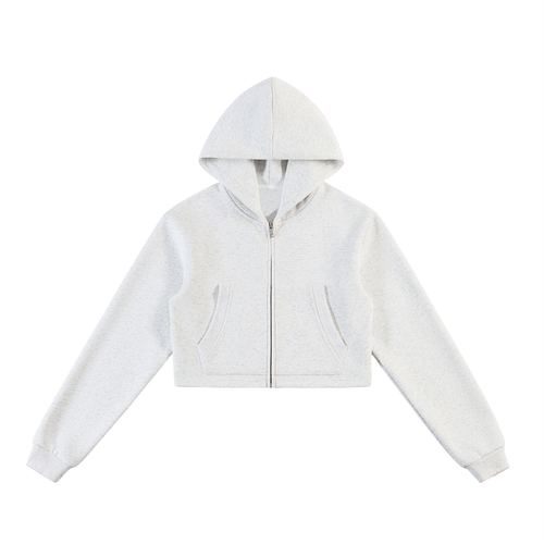 Essential Cropped Zip-Up Hoodie