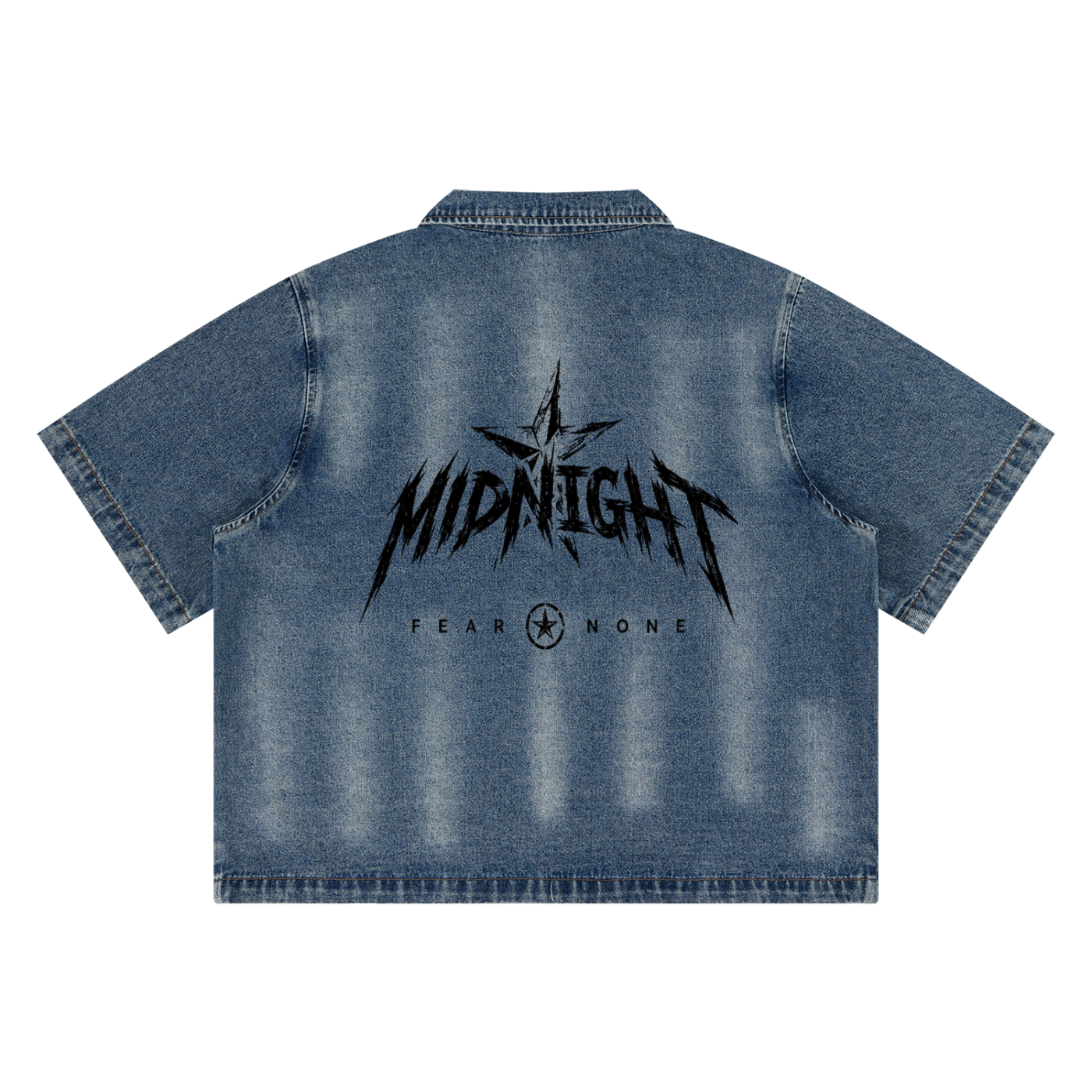 Unisex Vintage Washed Full-Zip Denim Shirt