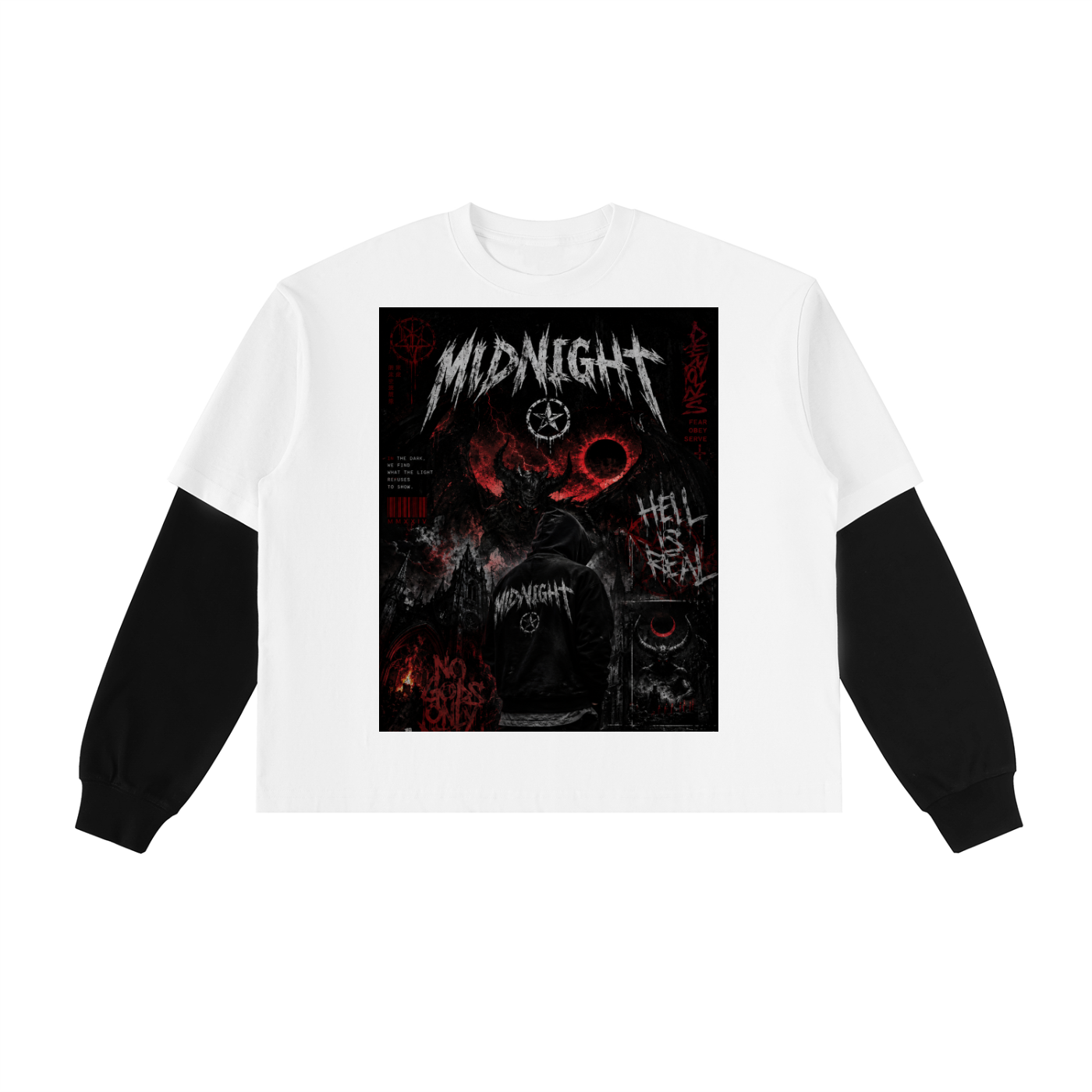 Layered Contrast Sleeve Cotton T-Shirt