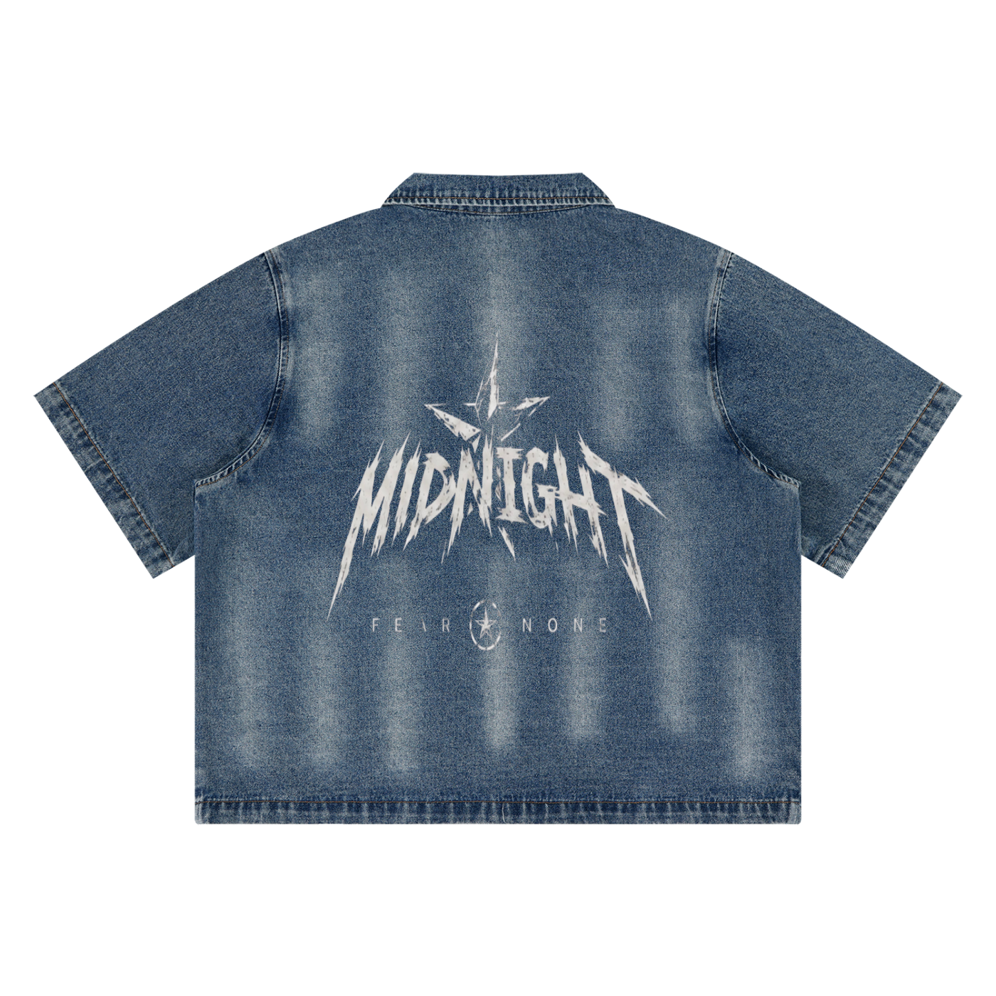 Unisex Vintage Washed Full-Zip Denim Shirt