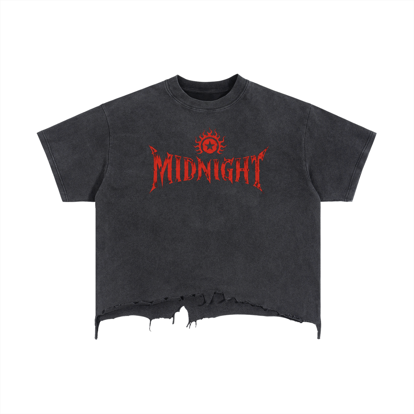 Vintage Wash Boxy Distressed Hem T-Shirt