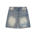 Faded Distressed Baggy Denim Shorts