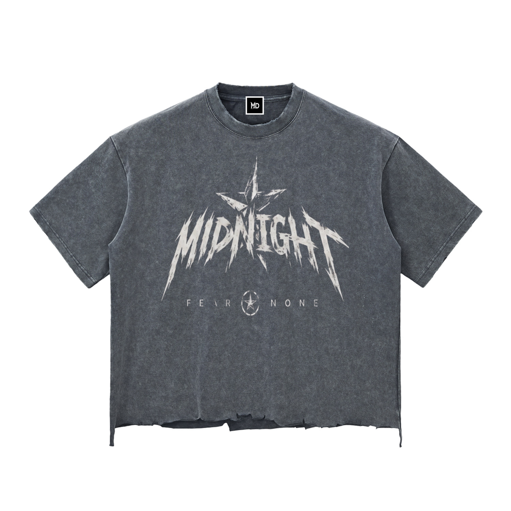 Midnight Snow Wash Raw-Hem Boxy T-shirt