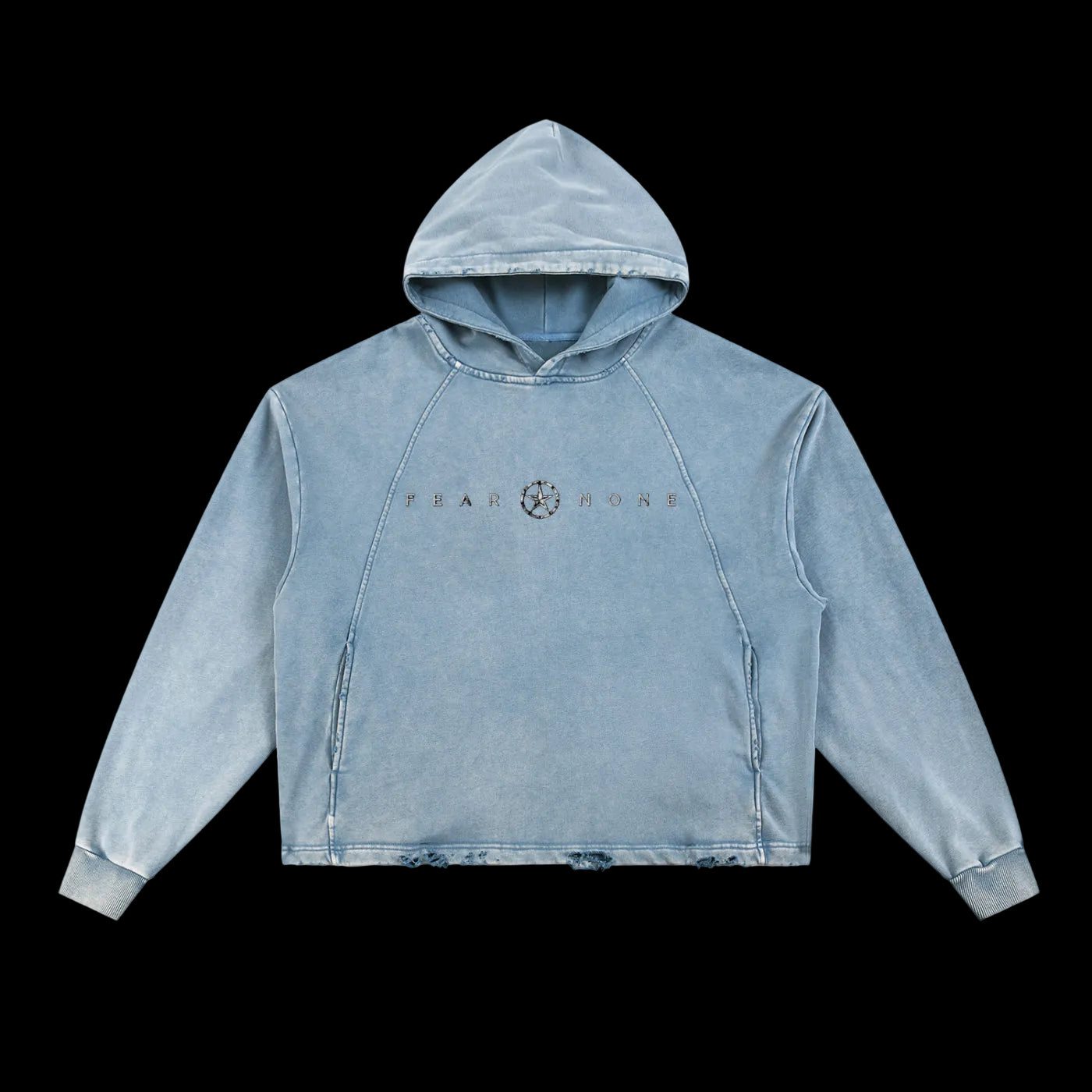 Vintage Washed Frayed-Hem Hoodie