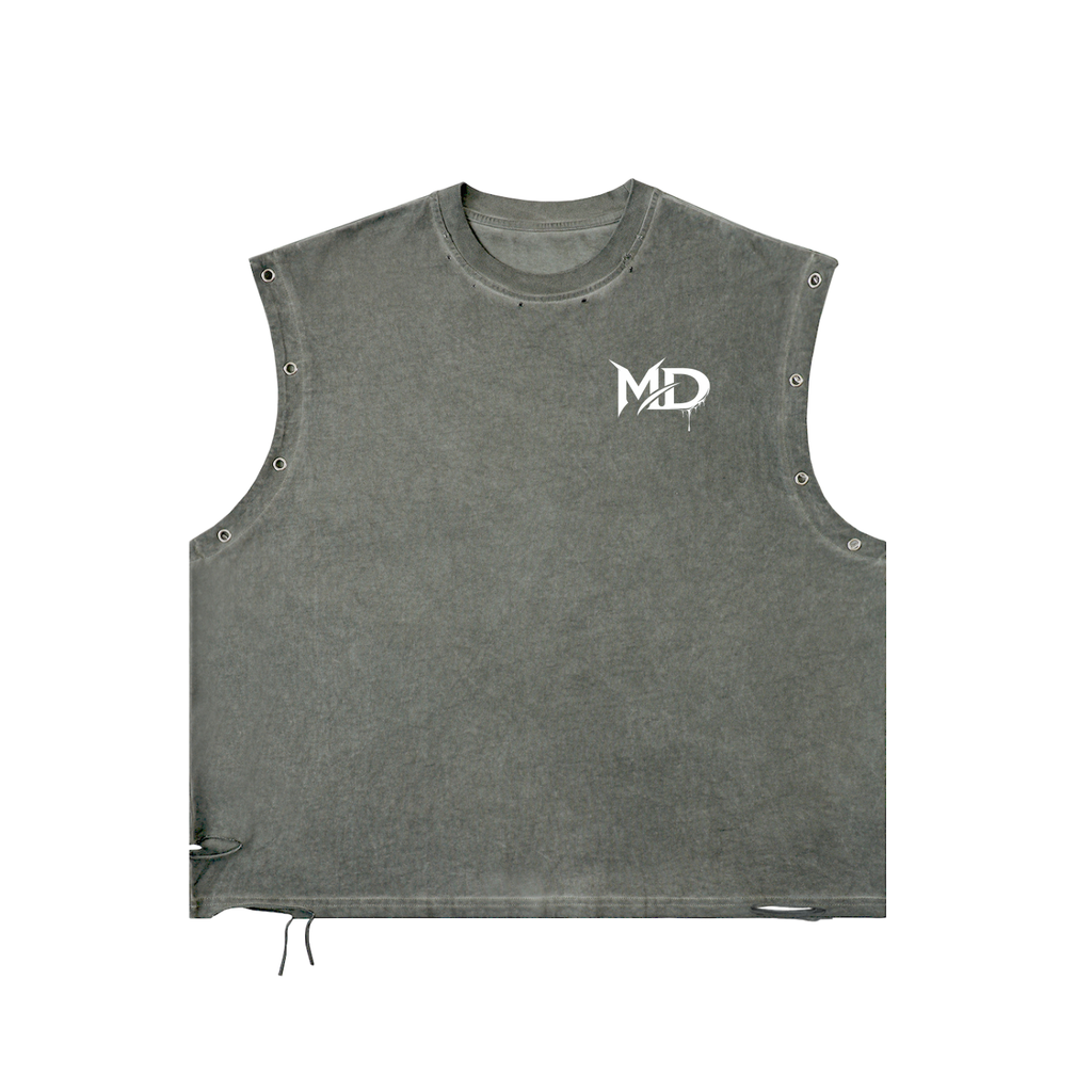 Distressed Grommet Eyelet Tank Top