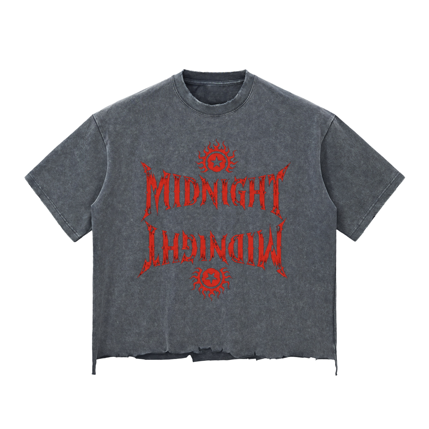 MIDNIGHT Snow Wash Raw-Hem Boxy T-shirt