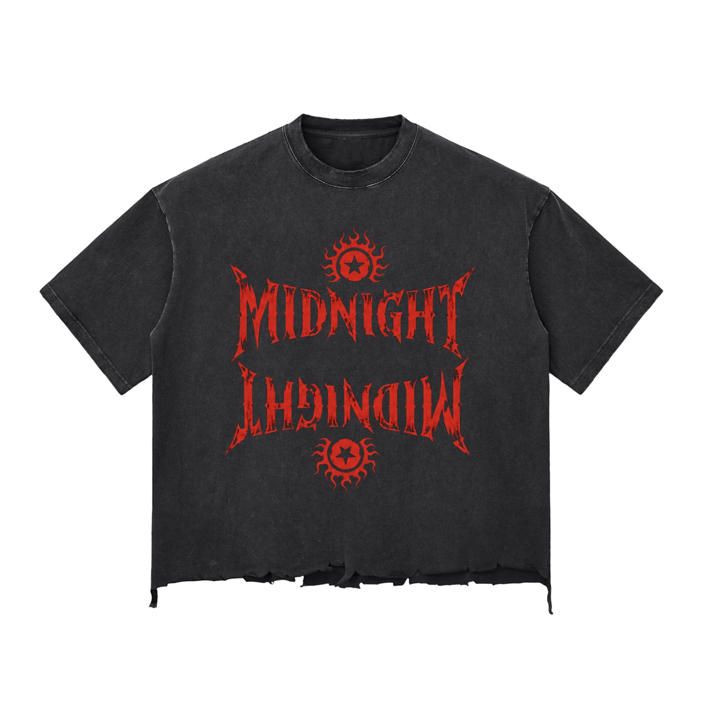 MIDNIGHT Snow Wash Raw-Hem Boxy T-shirt